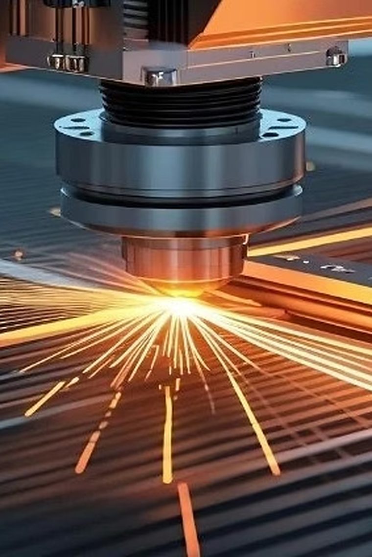 Testa di taglio laser a fibra durante la lavorazione della lamiera
